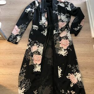 Long Silk Floral Kimono